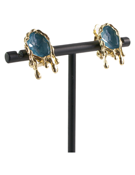 Klipsy do Uszu  ŁEZKI KROPLE NIEBIESKIE Lolita Akcesoria