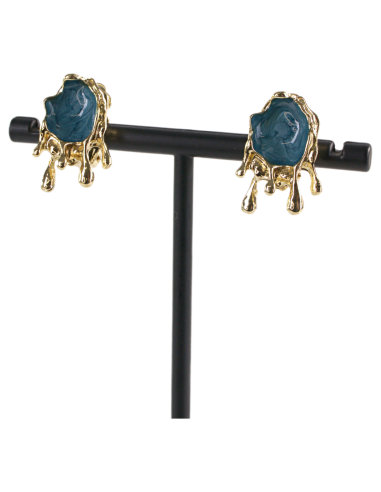 Klipsy do Uszu  ŁEZKI KROPLE NIEBIESKIE Lolita...