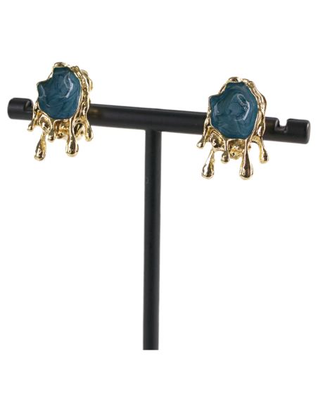 Klipsy do Uszu  ŁEZKI KROPLE NIEBIESKIE Lolita Akcesoria