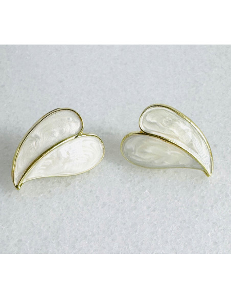 Kolczyki SERCE SERDUSZKO BOHO Lolita Accessories srebrny sztyft 925 ECRU