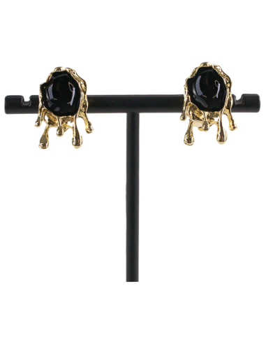 Klipsy do Uszu  ŁEZKI CZARNE KROPLE Lolita...