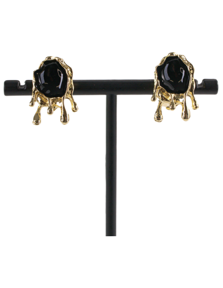 Klipsy do Uszu  ŁEZKI CZARNE KROPLE Lolita Akcesoria