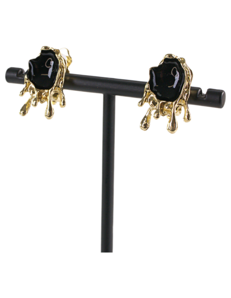 Klipsy do Uszu  ŁEZKI CZARNE KROPLE Lolita Akcesoria