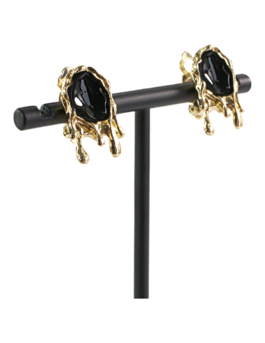 Klipsy do Uszu  ŁEZKI CZARNE KROPLE Lolita...