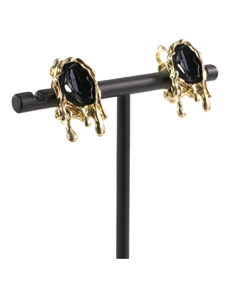 Klipsy do Uszu  ŁEZKI CZARNE KROPLE Lolita Akcesoria