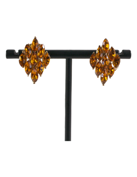 Klipsy do Uszu  ZŁOTY ROMB  MIODOWY   Lolita Akcesoria