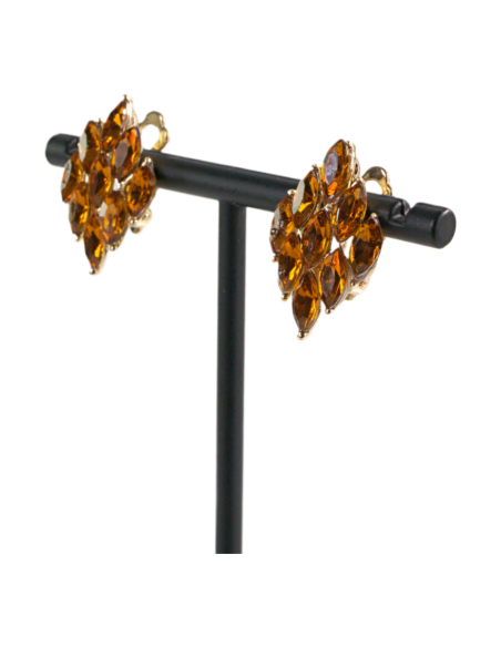 Klipsy do Uszu  ZŁOTY ROMB  MIODOWY   Lolita Akcesoria