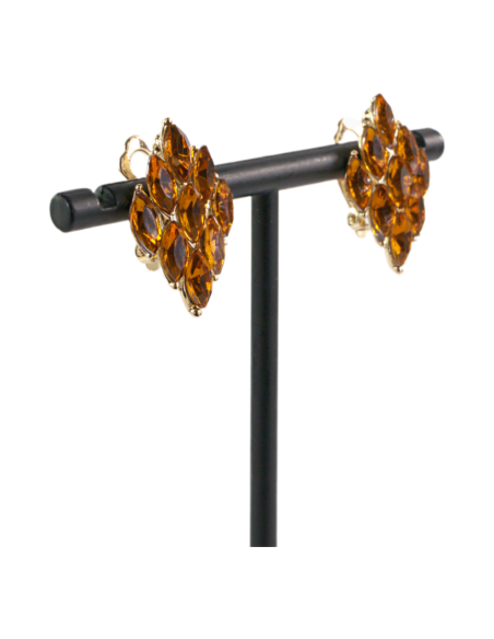 Klipsy do Uszu  ZŁOTY ROMB  MIODOWY   Lolita Akcesoria