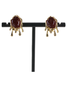 Klipsy do Uszu  ŁEZKI KROPLE BORDOWE  Lolita Akcesoria