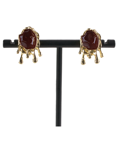 Klipsy do Uszu  ŁEZKI KROPLE BORDOWE  Lolita...