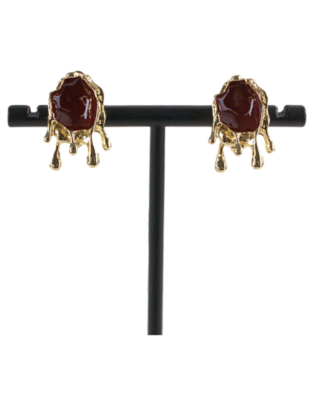 Klipsy do Uszu  ŁEZKI KROPLE BORDOWE  Lolita Akcesoria