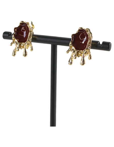 Klipsy do Uszu  ŁEZKI KROPLE BORDOWE  Lolita Akcesoria