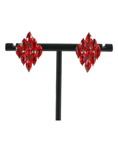 Klipsy do Uszu  CZERWONY ROMB CZERWONE ROMBY...