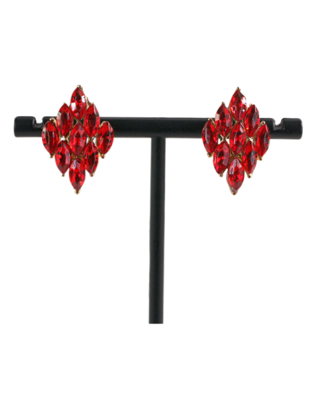 Klipsy do Uszu  CZERWONY ROMB CZERWONE ROMBY     Lolita Akcesoria