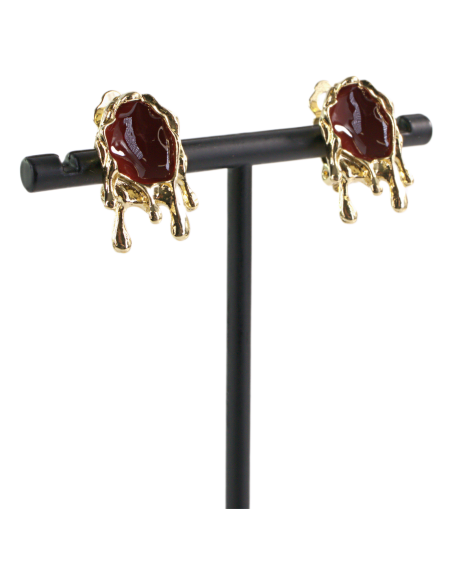 Klipsy do Uszu  ŁEZKI KROPLE BORDOWE  Lolita Akcesoria