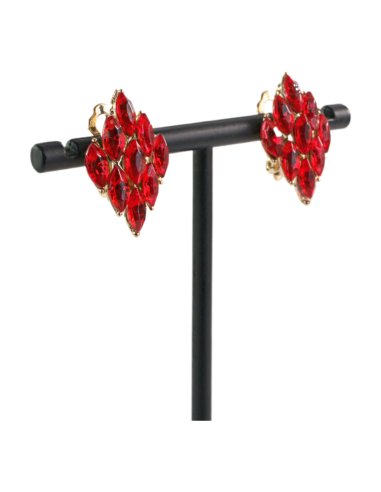 Klipsy do Uszu  CZERWONY ROMB CZERWONE ROMBY...