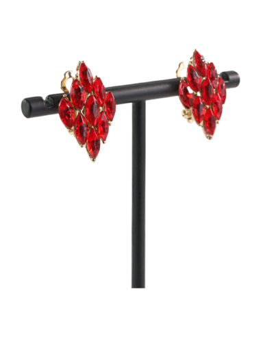 Klipsy do Uszu  CZERWONY ROMB CZERWONE ROMBY...