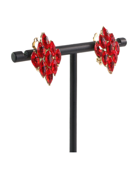 Klipsy do Uszu  CZERWONY ROMB CZERWONE ROMBY     Lolita Akcesoria