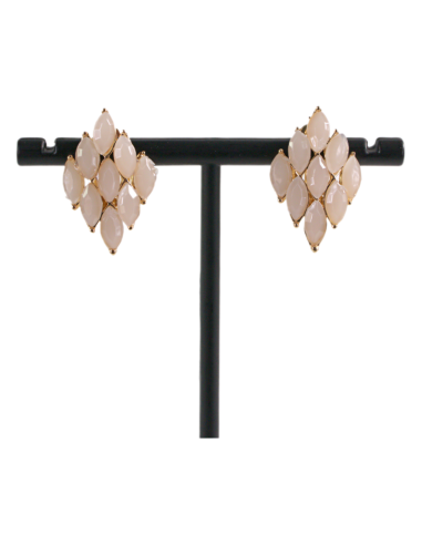 Klipsy do Uszu ROMB JASNY BEŻ/ RÓŻOWY  Lolita...