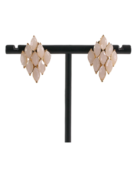 Klipsy do Uszu ROMB JASNY BEŻ/ RÓŻOWY  Lolita Akcesoria