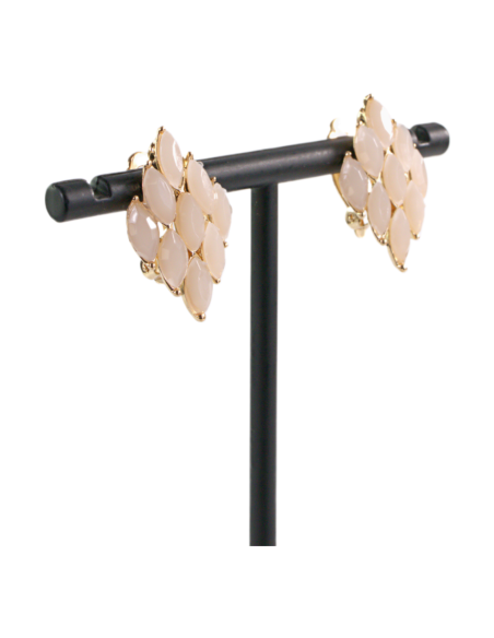 Klipsy do Uszu ROMB JASNY BEŻ/ RÓŻOWY  Lolita Akcesoria