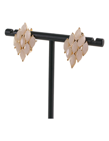 Klipsy do Uszu ROMB JASNY BEŻ/ RÓŻOWY  Lolita Akcesoria