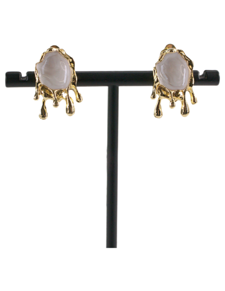 Klipsy do Uszu  ŁEZKI KROPLE ECRU  Lolita Akcesoria