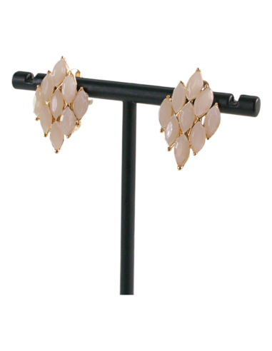 Klipsy do Uszu ROMB JASNY BEŻ/ RÓŻOWY  Lolita...