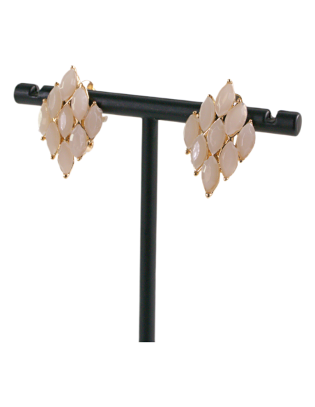 Klipsy do Uszu ROMB JASNY BEŻ/ RÓŻOWY  Lolita Akcesoria