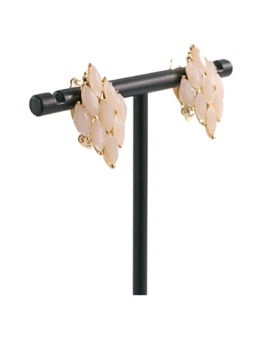 Klipsy do Uszu ROMB JASNY BEŻ/ RÓŻOWY  Lolita...