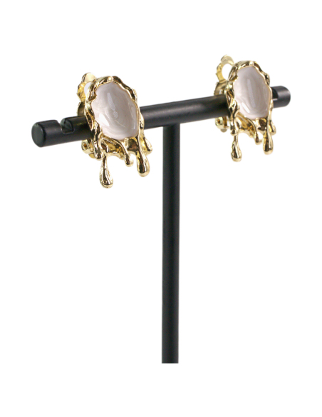 Klipsy do Uszu  ŁEZKI KROPLE ECRU  Lolita Akcesoria