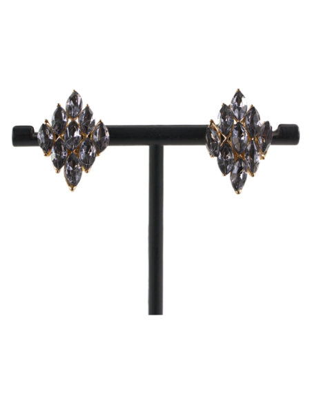 Klipsy do Uszu  GRAFITOWE ROMBY   Lolita Akcesoria