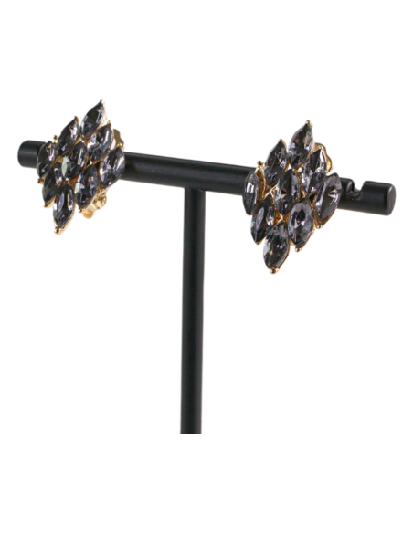 Klipsy do Uszu  GRAFITOWE ROMBY   Lolita Akcesoria