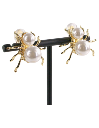 Klipsy do Uszu  PERŁOWE PAJĄKI PAJĄK Z PERŁĄ...