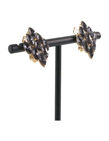 Klipsy do Uszu  GRAFITOWE ROMBY   Lolita Akcesoria