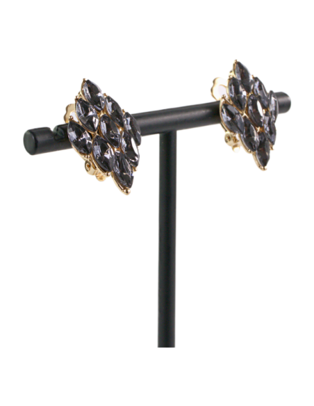 Klipsy do Uszu  GRAFITOWE ROMBY   Lolita Akcesoria