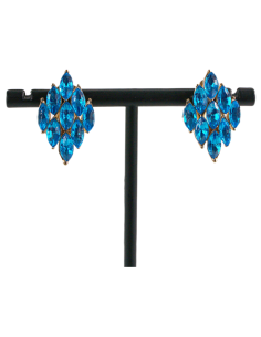 Klipsy do Uszu  NIEBIESKIE  ROMBY   Lolita Akcesoria