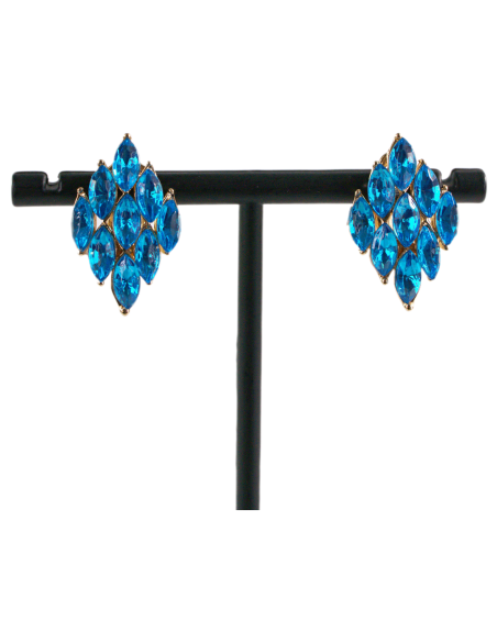 Klipsy do Uszu  NIEBIESKIE  ROMBY   Lolita Akcesoria