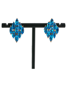 Klipsy do Uszu  NIEBIESKIE  ROMBY   Lolita Akcesoria 2