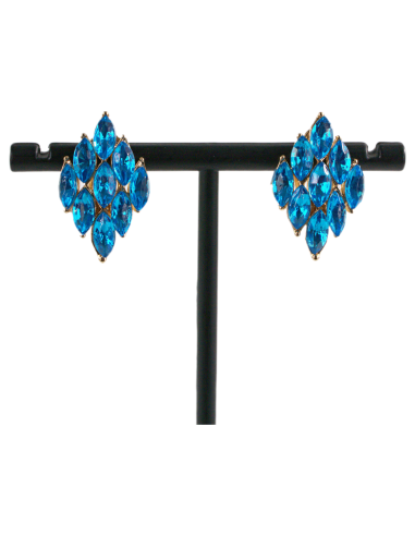 Klipsy do Uszu  NIEBIESKIE  ROMBY   Lolita...