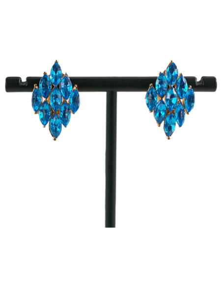 Klipsy do Uszu  NIEBIESKIE  ROMBY   Lolita Akcesoria