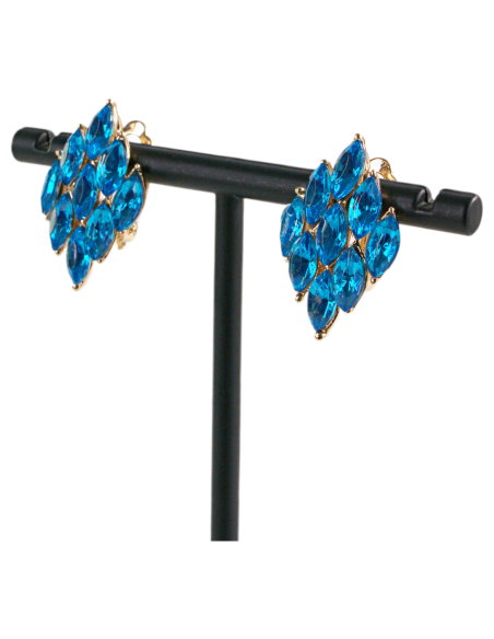 Klipsy do Uszu  NIEBIESKIE  ROMBY   Lolita Akcesoria