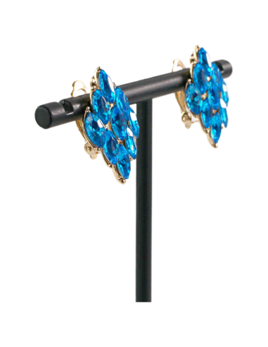 Klipsy do Uszu  NIEBIESKIE  ROMBY   Lolita...