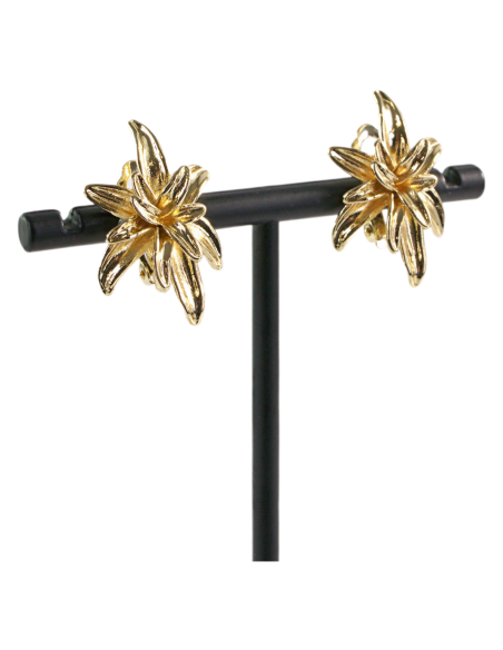 Klipsy do Uszu  ZŁOTE KWIATY  VINTAGE LATA 80-TE Lolita Akcesoria