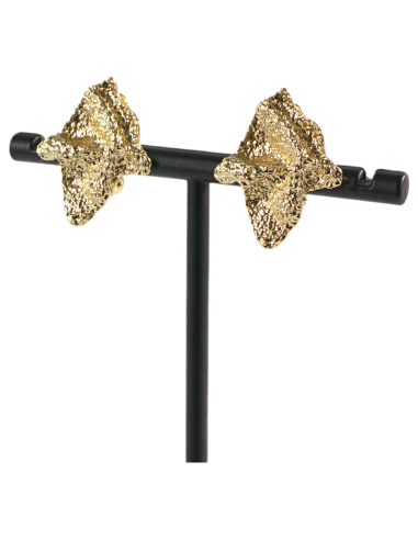 Klipsy do Uszu SZCZOTKOWANE ASYMETRYCZNE ZŁOTE...