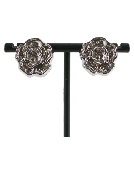 Klipsy do Uszu  SREBRNE RÓŻE  VINTAGE LATA 80-TE SREBRNA RÓŻA Lolita Akcesoria