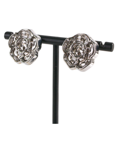 Klipsy do Uszu  SREBRNE RÓŻE  VINTAGE LATA 80-TE SREBRNA... 2