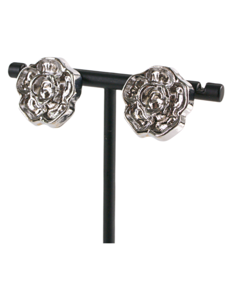 Klipsy do Uszu  SREBRNE RÓŻE  VINTAGE LATA 80-TE SREBRNA RÓŻA Lolita Akcesoria