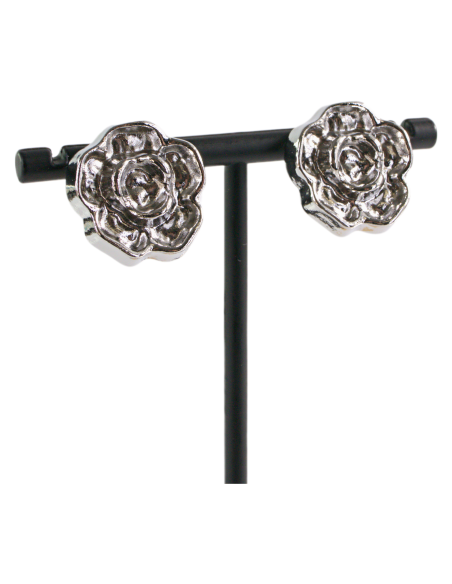 Klipsy do Uszu  SREBRNE RÓŻE  VINTAGE LATA 80-TE SREBRNA RÓŻA Lolita Akcesoria