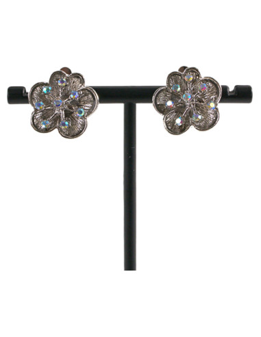 Klipsy do Uszu  SREBRNE KWIATY  VINTAGE Z...